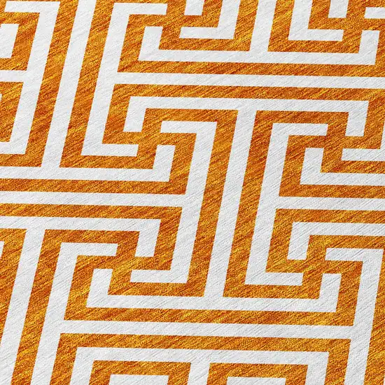 Orange And Ivory Geometric Washable Indoor Outdoor Area Rug Photo 5