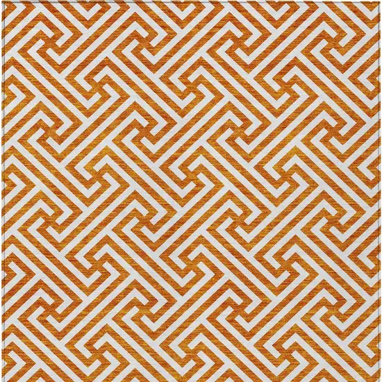 Orange And Ivory Geometric Washable Indoor Outdoor Area Rug Photo 6