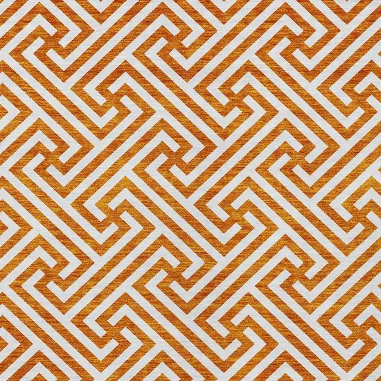 Orange And Ivory Geometric Washable Indoor Outdoor Area Rug Photo 4