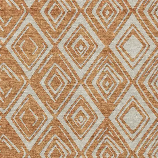 Orange And Ivory Geometric Washable Indoor Outdoor Area Rug Photo 6
