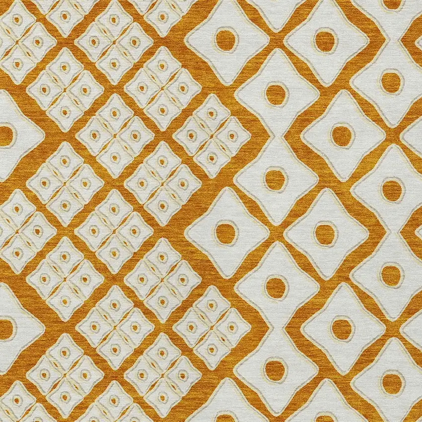 Orange And Ivory Geometric Washable Indoor Outdoor Area Rug Photo 6