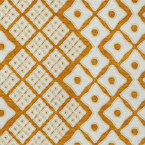 Orange And Ivory Geometric Washable Indoor Outdoor Area Rug Photo 6