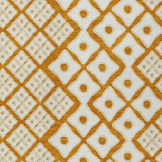 Orange And Ivory Geometric Washable Indoor Outdoor Area Rug Photo 6