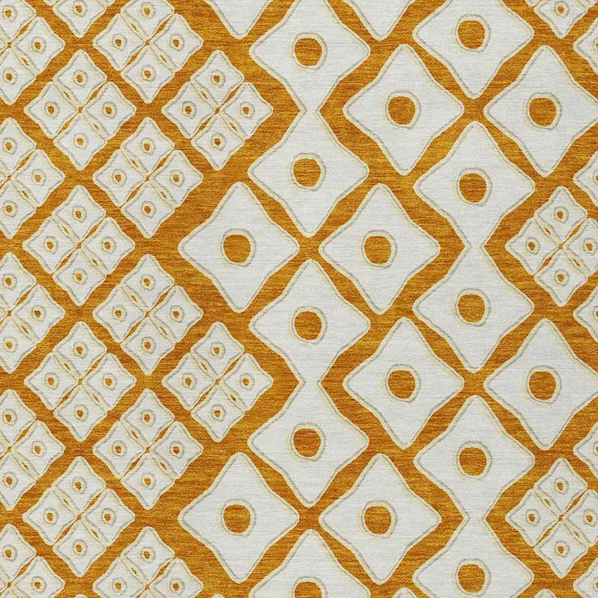 Orange And Ivory Geometric Washable Indoor Outdoor Area Rug Photo 6