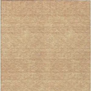 Photo of Orange And Ivory Geometric Washable Indoor Outdoor Area Rug
