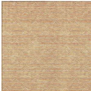 Photo of Orange And Ivory Geometric Washable Indoor Outdoor Area Rug