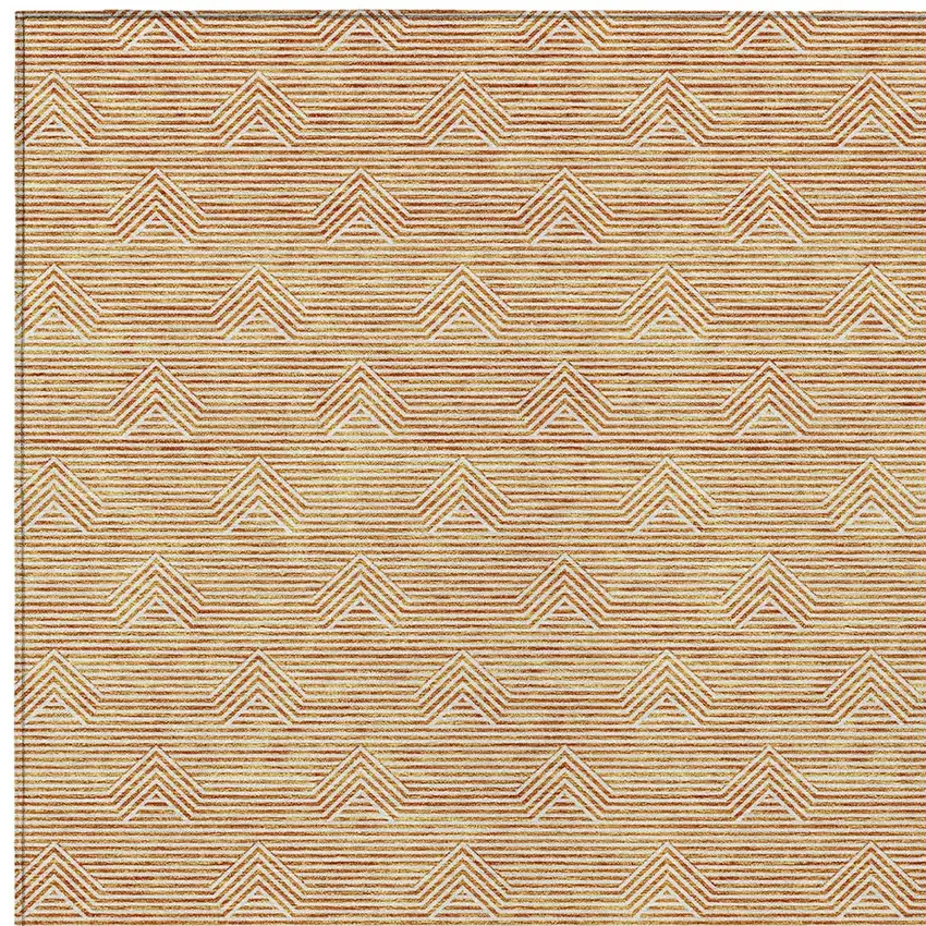 Orange And Ivory Geometric Washable Indoor Outdoor Area Rug Photo 5