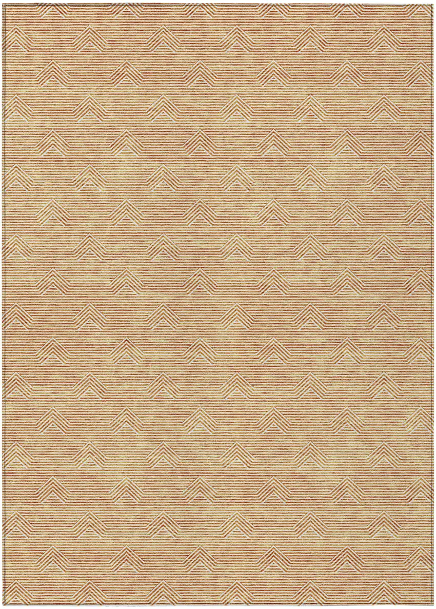 Orange And Ivory Geometric Washable Indoor Outdoor Area Rug Photo 2