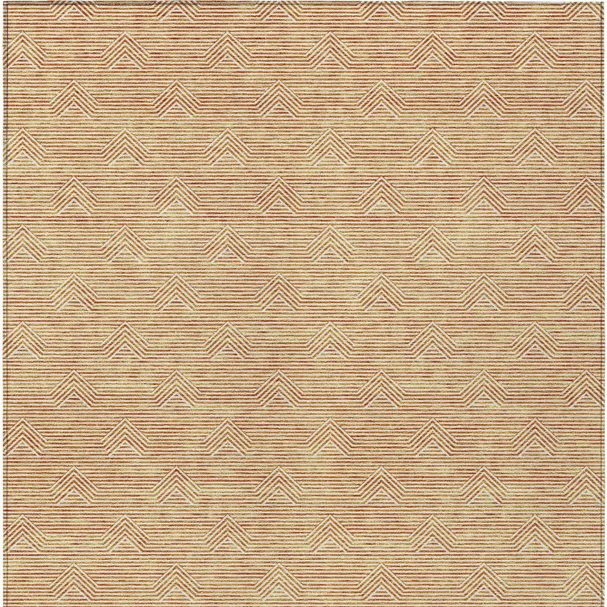 Orange And Ivory Geometric Washable Indoor Outdoor Area Rug Photo 4