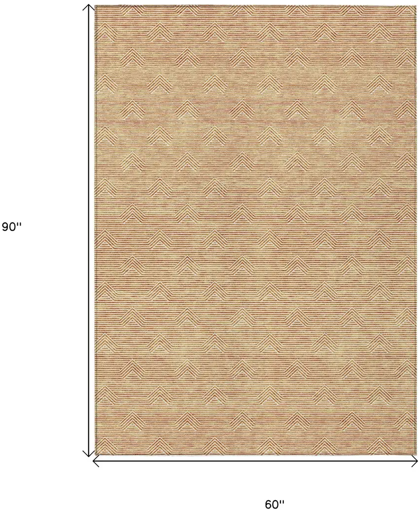 Orange And Ivory Geometric Washable Indoor Outdoor Area Rug Photo 3