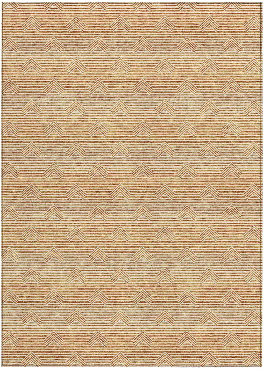 Orange And Ivory Geometric Washable Indoor Outdoor Area Rug Photo 7
