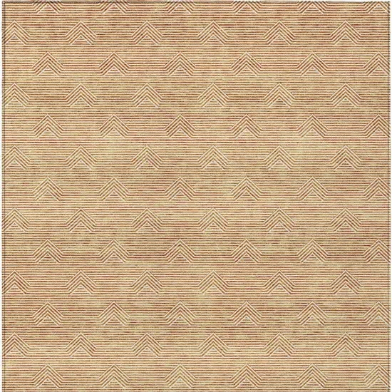 Orange And Ivory Geometric Washable Indoor Outdoor Area Rug Photo 7