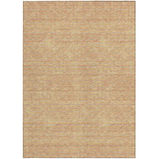 Orange And Ivory Geometric Washable Indoor Outdoor Area Rug Photo 8