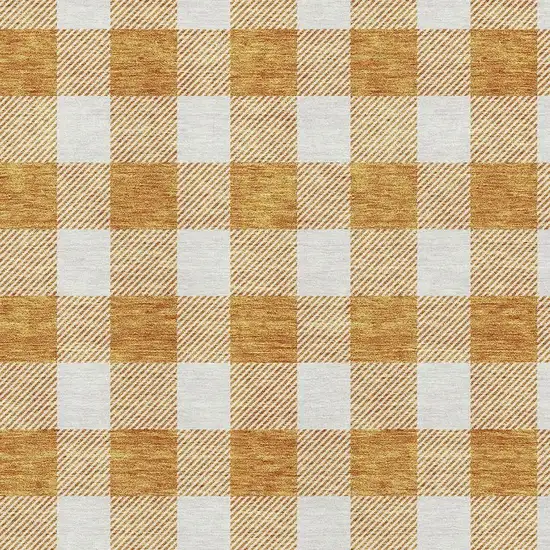 Orange And Ivory Plaid Washable Area Rug With UV Protection Photo 2