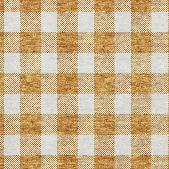 Orange And Ivory Plaid Washable Area Rug With UV Protection Photo 2