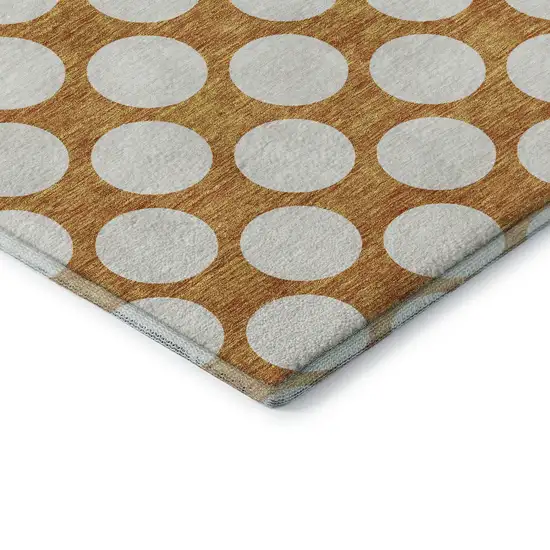 Orange And Ivory Polka Dot Washable Area Rug With UV Protection Photo 8