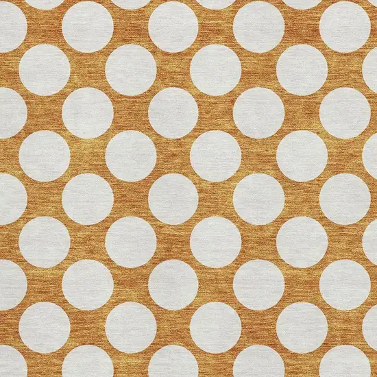 Orange And Ivory Polka Dot Washable Area Rug With UV Protection Photo 3
