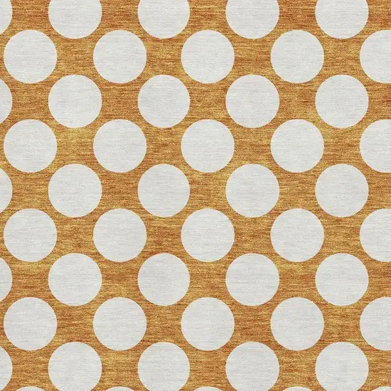 Orange And Ivory Polka Dot Washable Area Rug With UV Protection Photo 3