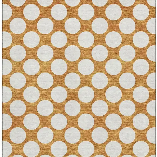 Orange And Ivory Polka Dot Washable Area Rug With UV Protection Photo 4