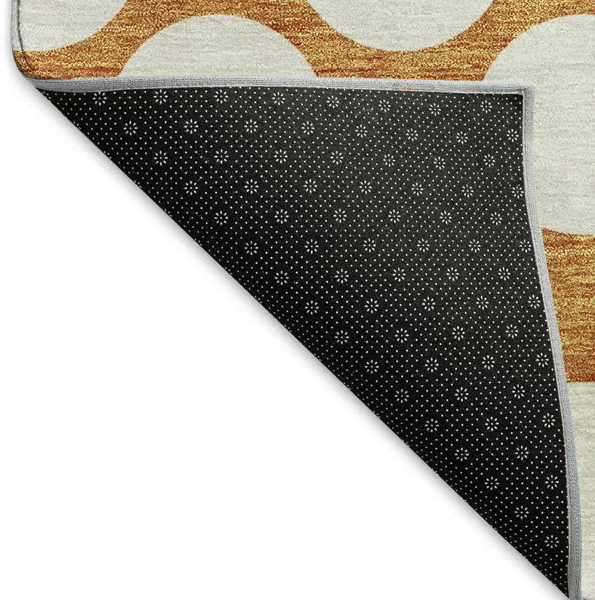 Orange And Ivory Polka Dot Washable Area Rug With UV Protection Photo 7