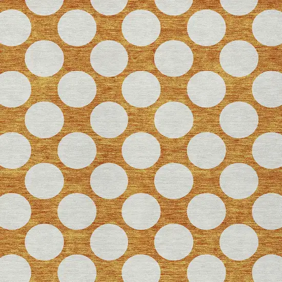 Orange And Ivory Polka Dot Washable Indoor Outdoor Area Rug Photo 6