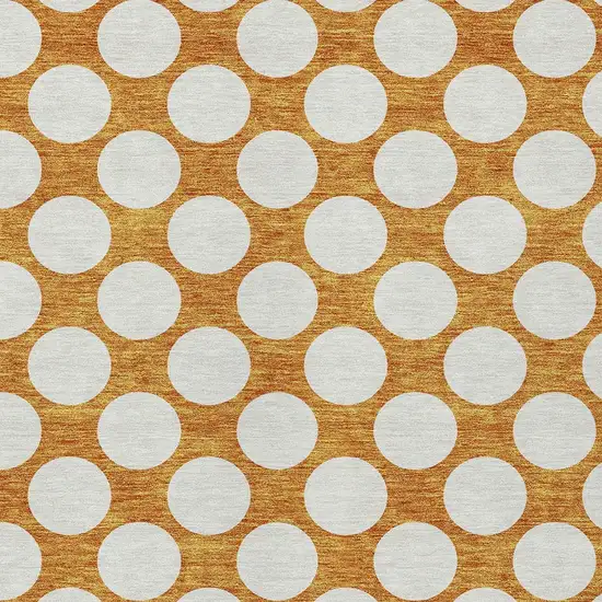 Orange And Ivory Polka Dot Washable Indoor Outdoor Area Rug Photo 6