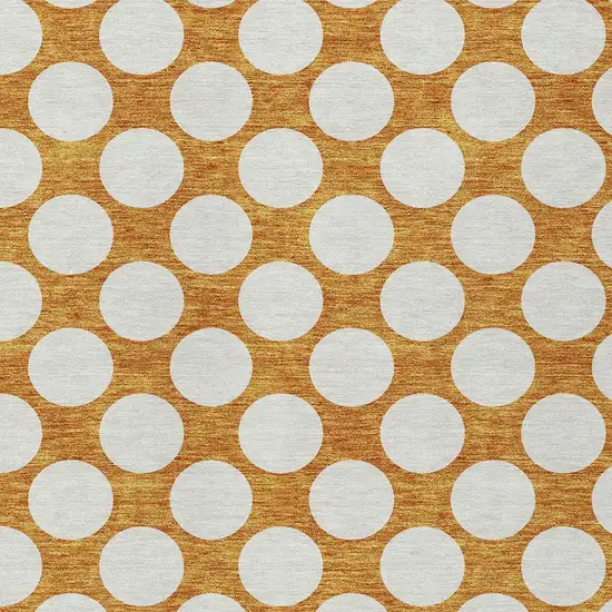 Orange And Ivory Polka Dot Washable Indoor Outdoor Area Rug Photo 6