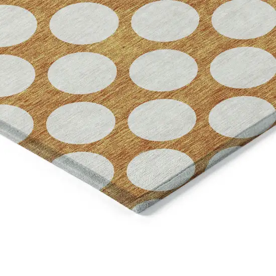 Orange And Ivory Polka Dot Washable Indoor Outdoor Area Rug Photo 5