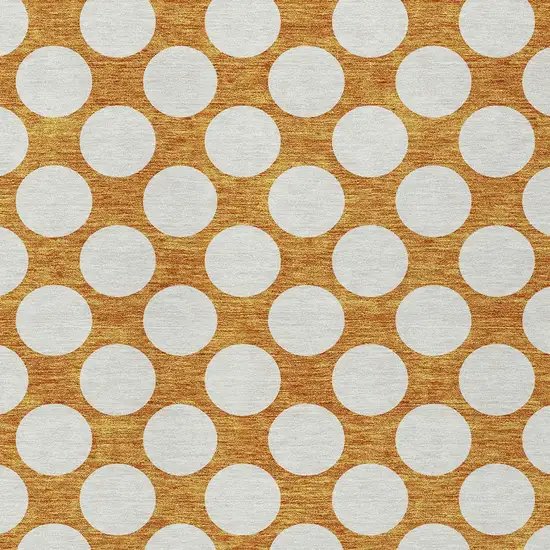 Orange And Ivory Polka Dot Washable Indoor Outdoor Area Rug Photo 6