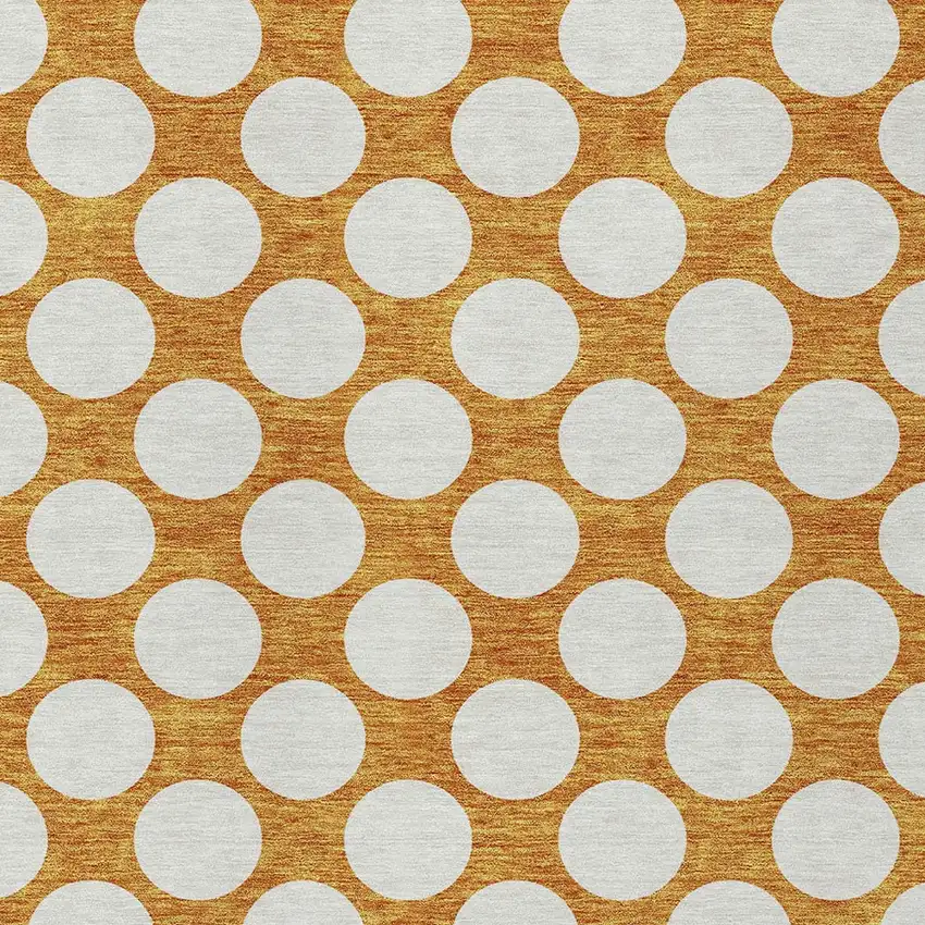 Orange And Ivory Polka Dot Washable Indoor Outdoor Area Rug Photo 6