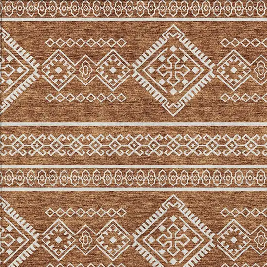 Orange And Ivory Southwestern Washable Indoor Outdoor Area Rug Photo 5