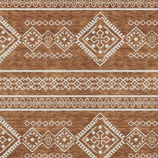 Orange And Ivory Southwestern Washable Indoor Outdoor Area Rug Photo 5