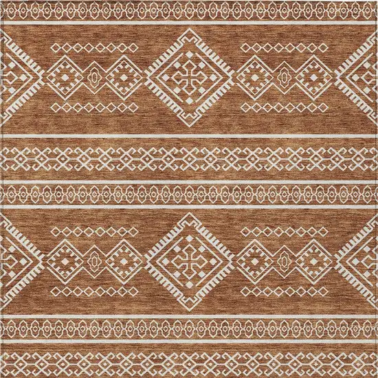 Orange And Ivory Southwestern Washable Indoor Outdoor Area Rug Photo 7