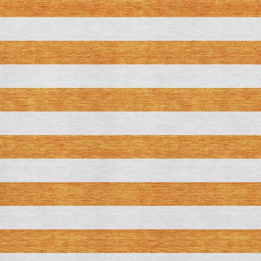 Orange And Ivory Striped Washable Area Rug With UV Protection Photo 3