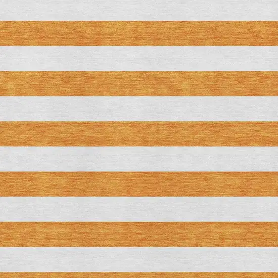 Orange And Ivory Striped Washable Area Rug With UV Protection Photo 8