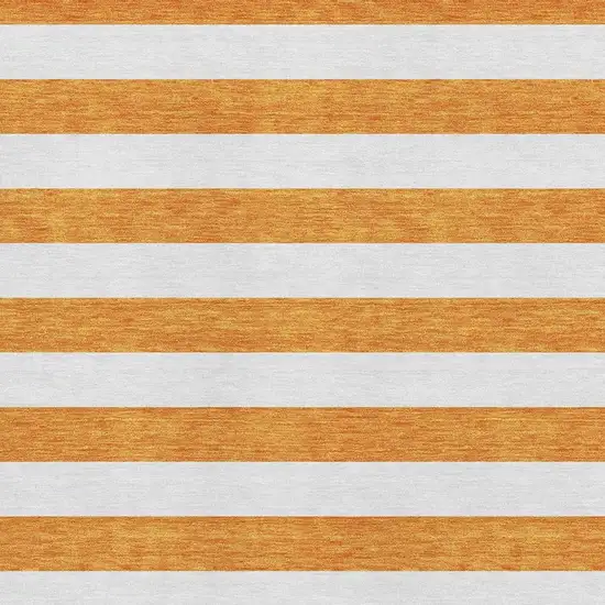Orange And Ivory Striped Washable Area Rug With UV Protection Photo 4