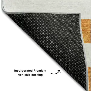 Photo of Orange And Ivory Striped Washable Area Rug With UV Protection