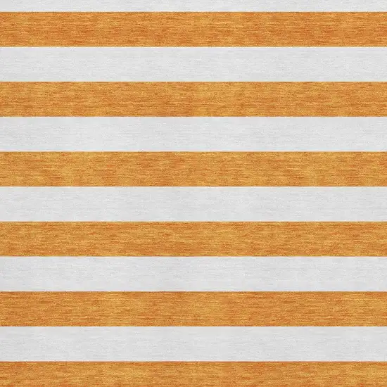 Orange And Ivory Striped Washable Area Rug With UV Protection Photo 8