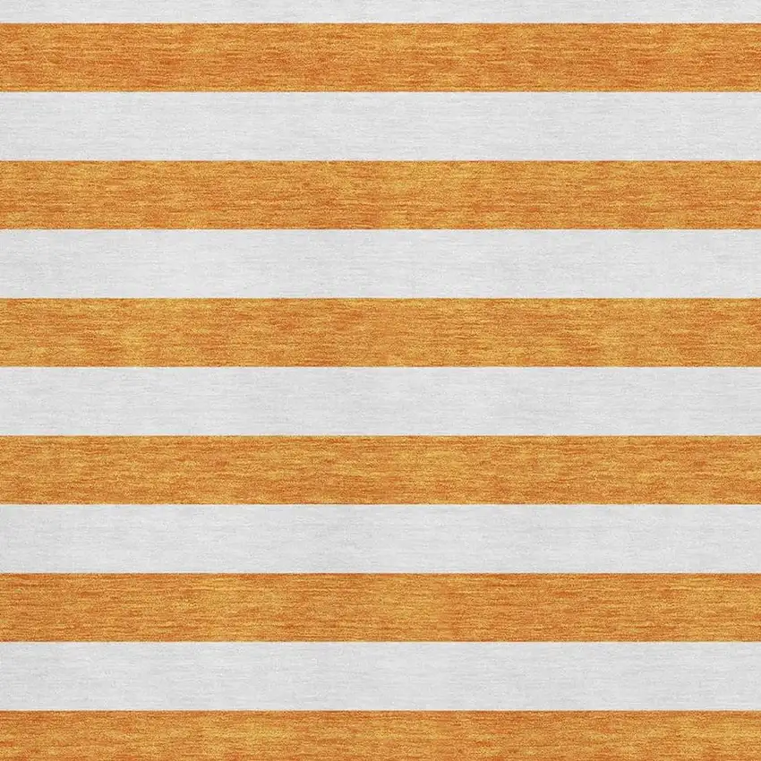Orange And Ivory Striped Washable Area Rug With UV Protection Photo 8