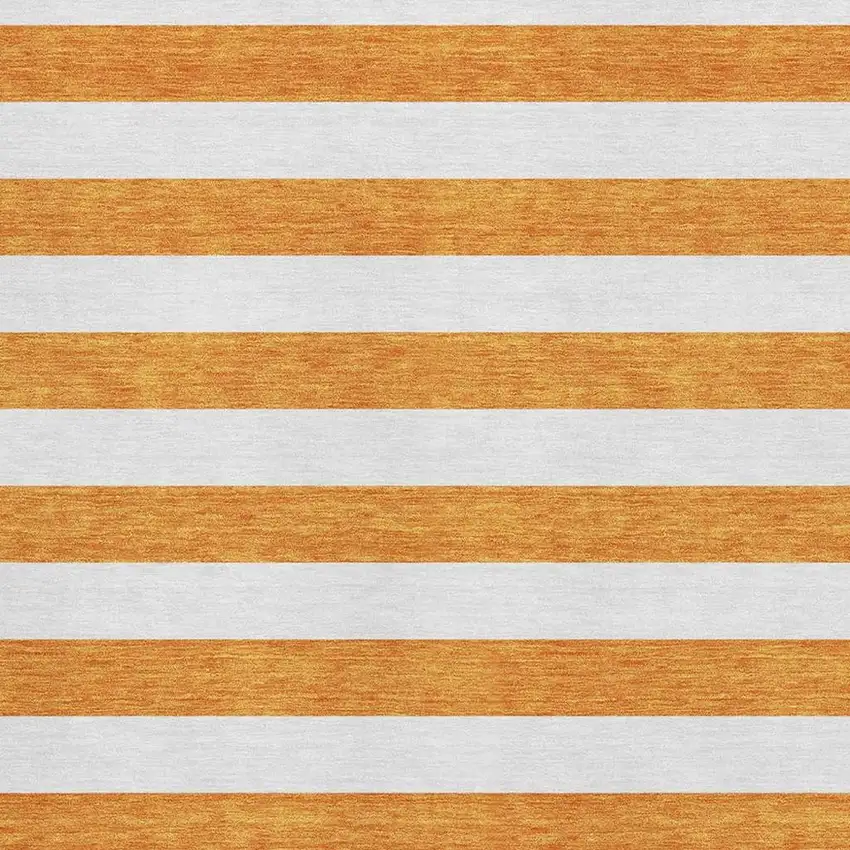 Orange And Ivory Striped Washable Area Rug With UV Protection Photo 8