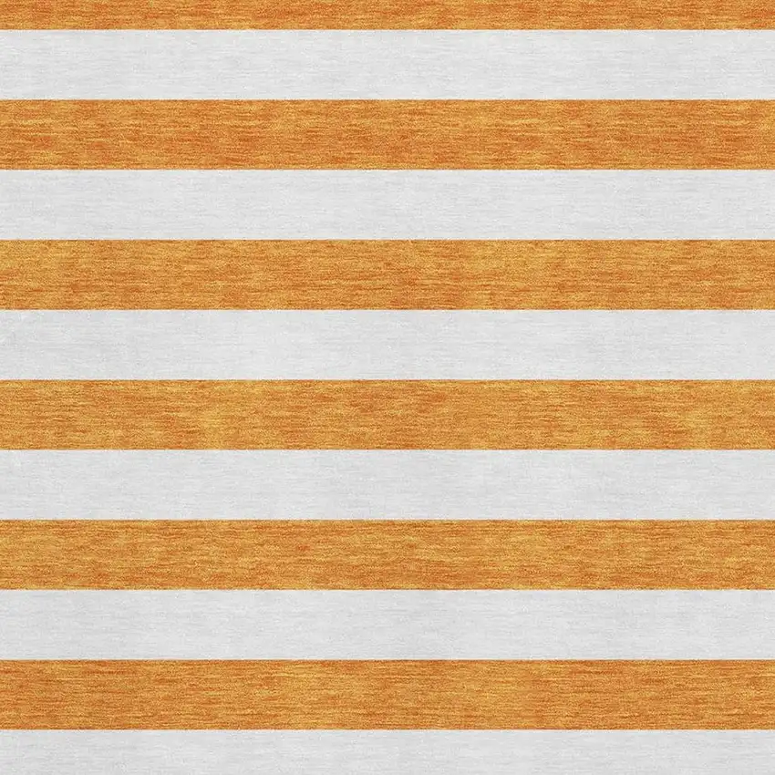 Orange And Ivory Striped Washable Area Rug With UV Protection Photo 4