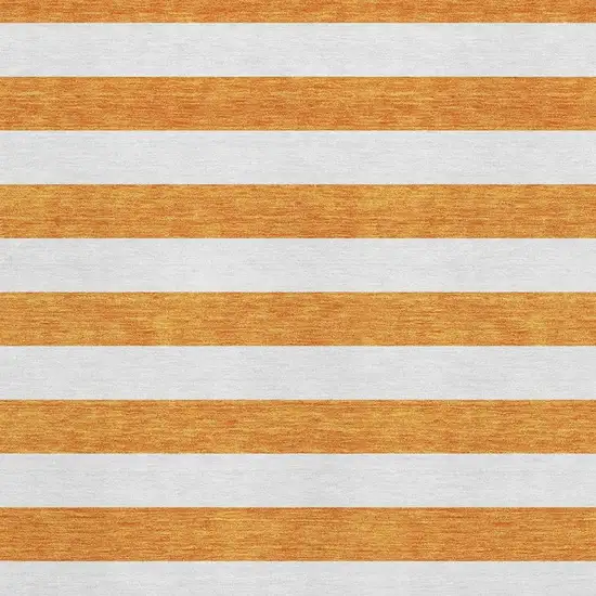 Orange And Ivory Striped Washable Area Rug With UV Protection Photo 4