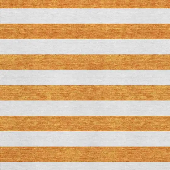 Orange And Ivory Striped Washable Area Rug With UV Protection Photo 4