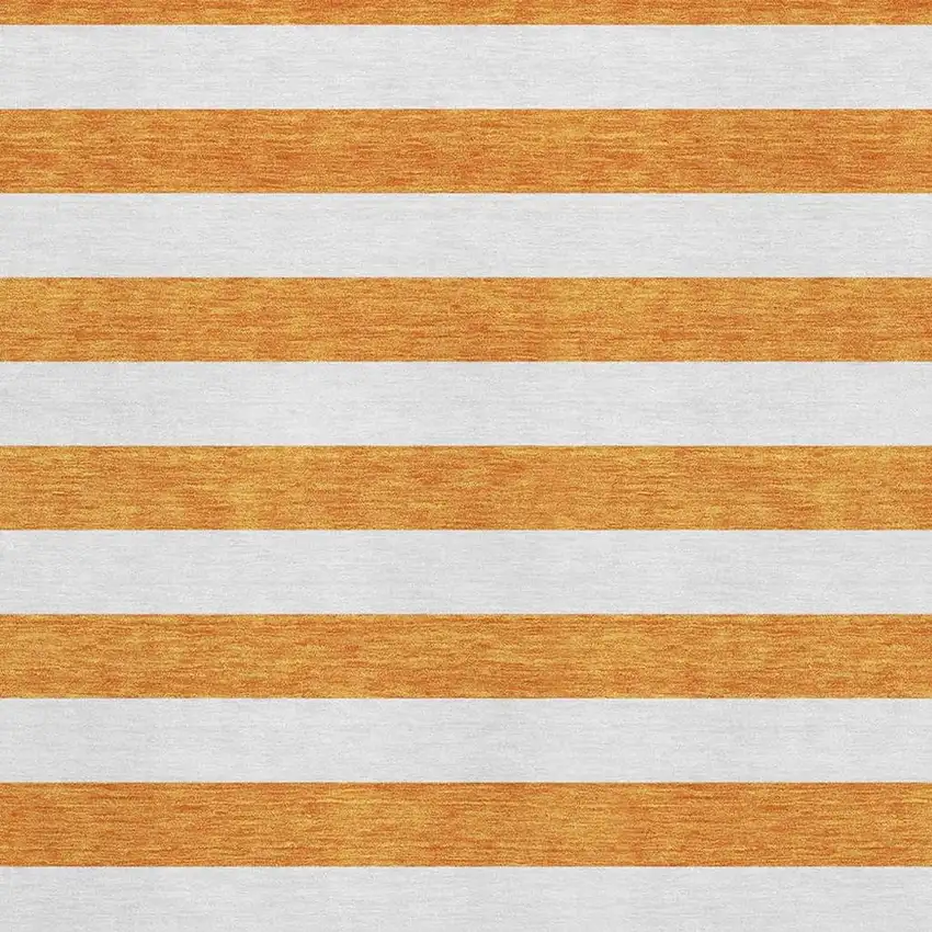 Orange And Ivory Striped Washable Area Rug With UV Protection Photo 9