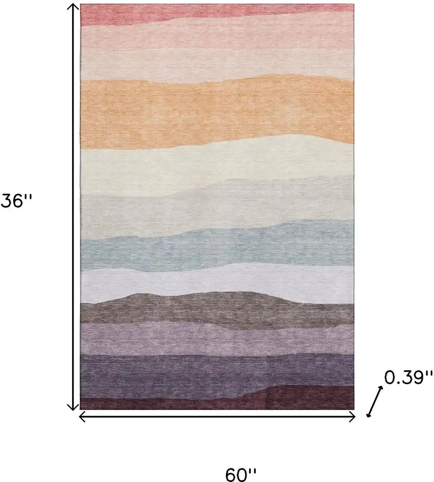 Orange And Ivory Striped Washable Area Rug With UV Protection Photo 9