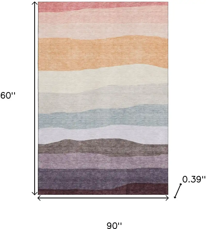 Orange And Ivory Striped Washable Area Rug With UV Protection Photo 8