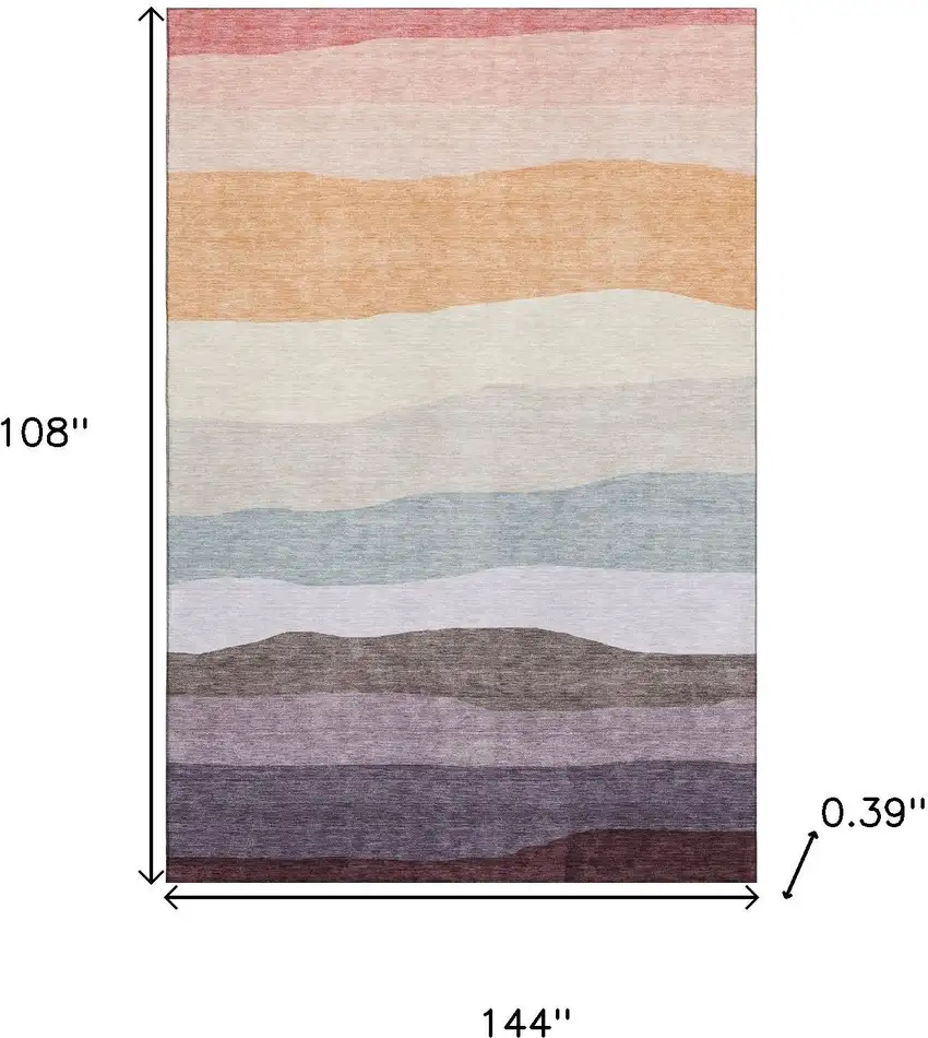 Orange And Ivory Striped Washable Area Rug With UV Protection Photo 9