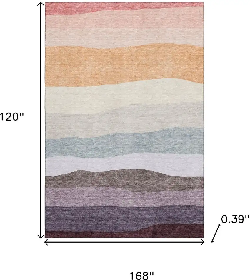 Orange And Ivory Striped Washable Area Rug With UV Protection Photo 9