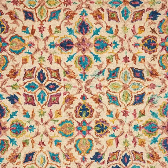 Orange And Ivory Wool Floral Hand Tufted Area Rug Photo 7