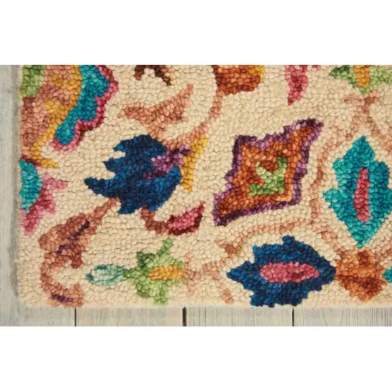 Orange And Ivory Wool Floral Hand Tufted Area Rug Photo 9